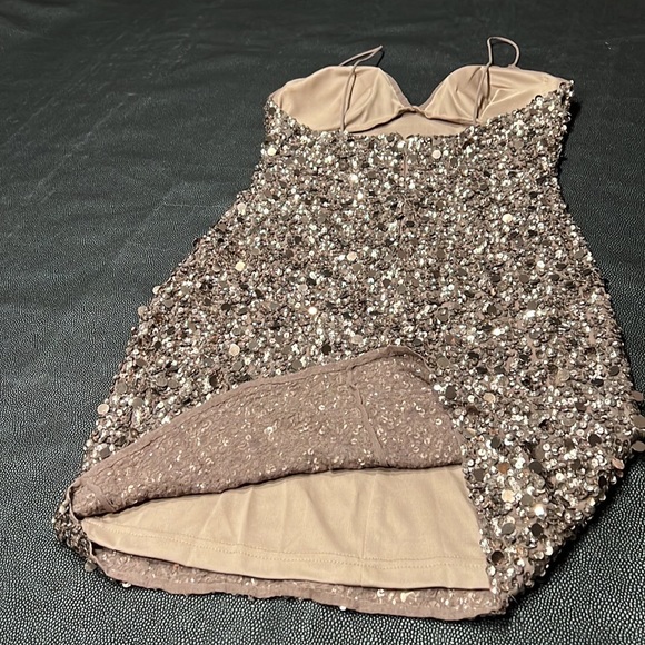 Adrianna Papell Petite Bronze Sequin Evening Dress - Picture 16 of 16